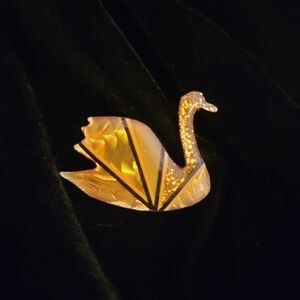 John Crutchfield Gold and Black Swan Brooch. Made In 1997